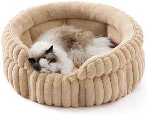 Bedsure ComfyFleece® Washable Cute Large Cat Bed, Soft Round Puppy Bed by BEDSURE