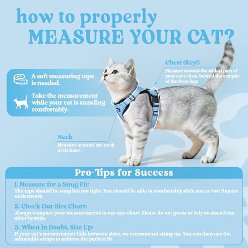 rabbitgoo Cat Harness and Leash Set, Escape Proof Vest, Light Blue - Image 2