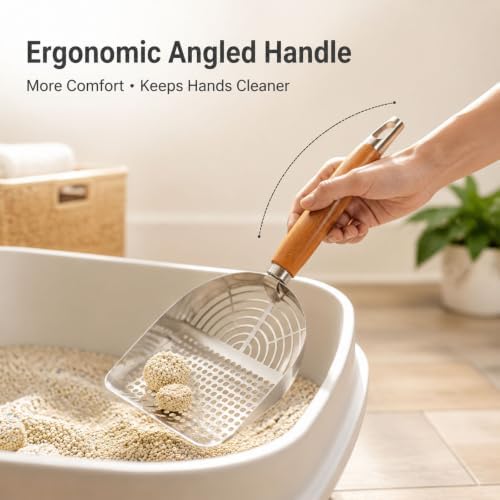 Cat Litter Scoop with Dual Sifter Holes, 304 Stainless Steel Litter Box Scooper - Image 5