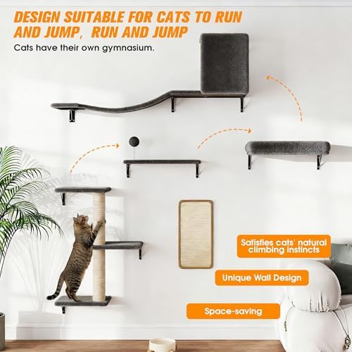 5Pcs Wall Mount Cat Tree & Shelf Furniture - Image 5