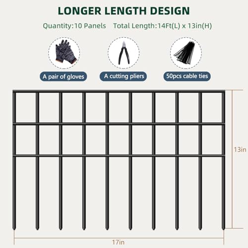 10 Panels Animal Barrier Fence, 14ft x 13in No Dig Garden Fence - Image 3