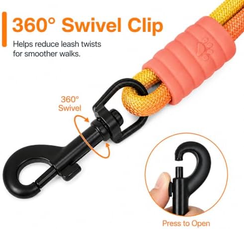 Hands Free Dog Leash, Double Handle Leash 4.5FT Yellow-Orange - Image 6