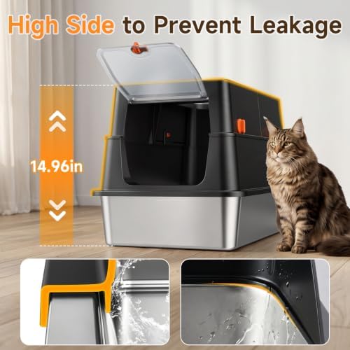 XL Enclosed Stainless Steel Litter Box - Image 5