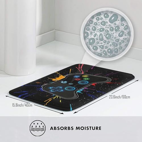 Game Joystick Bath Mat 24x16 Inch Non-Slip Soft Microfiber Bathroom Rugs - Image 5