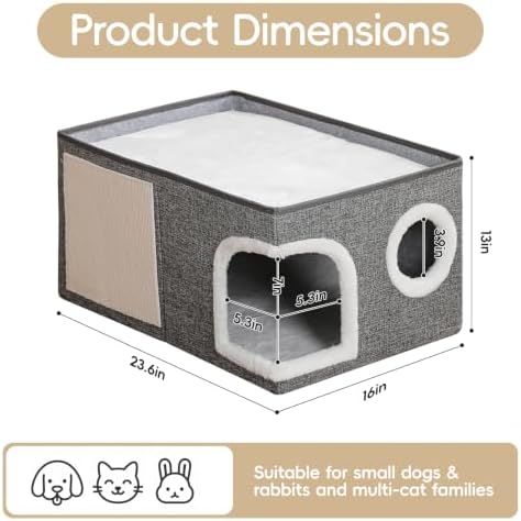 Extra-Wide Cat House for Indoor Cats, Large Cat Bed - Image 4