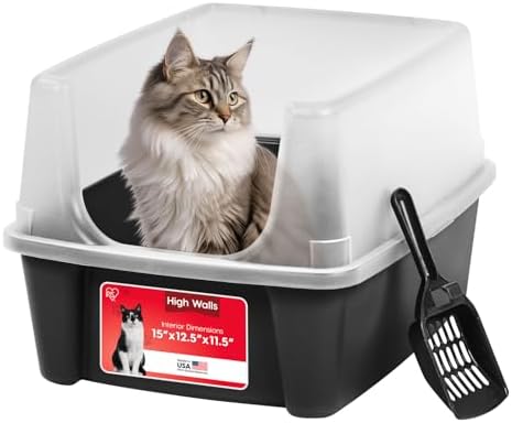 IRIS USA High Sided Cat Litter Box, Scatter Shield by IRISUSA