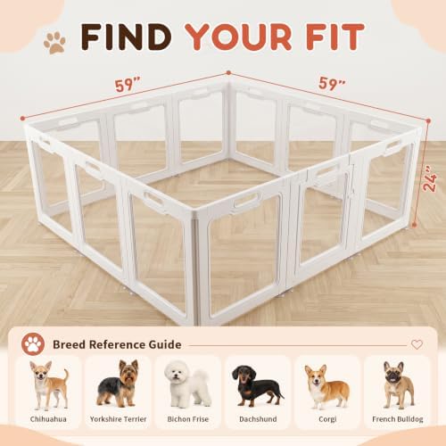 Clear Acrylic Dog Playpen Indoor, Non-Slip Design, Door Lock, Tool-Free Assembly - Image 4