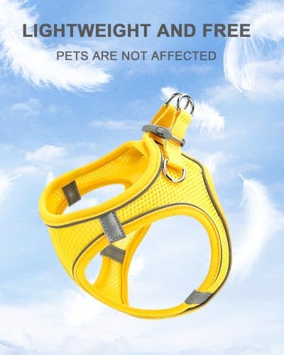 XXS Yellow Soft Mesh Dog Harness and Leash Set, No Escape Puppy Harnesses - Image 3