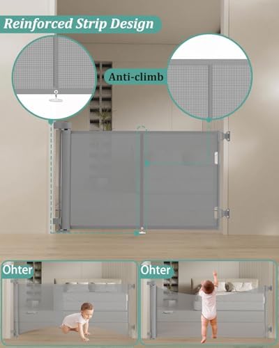Miumoon 59 inch Reinforced Retractable Baby Gates 34 inch Tall - Image 2