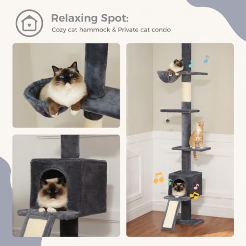 PEQULTI Floor to Ceiling Cat Tree, Adjustable 83-108in 5-Level Tower - Image 6