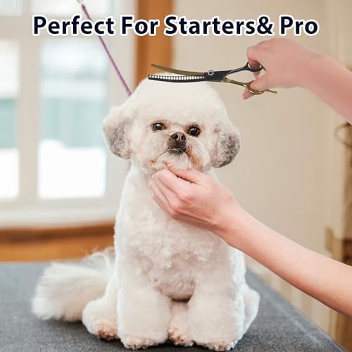 7" Curved Chunker Dog Grooming Scissors, 21 Teeth T-Shape - Image 7