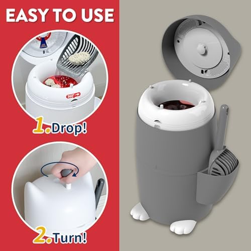 Red Rocket Pets Cat Litter Trash Can Kitty Twister Plus Pack Grey, 12x Refills - Image 3