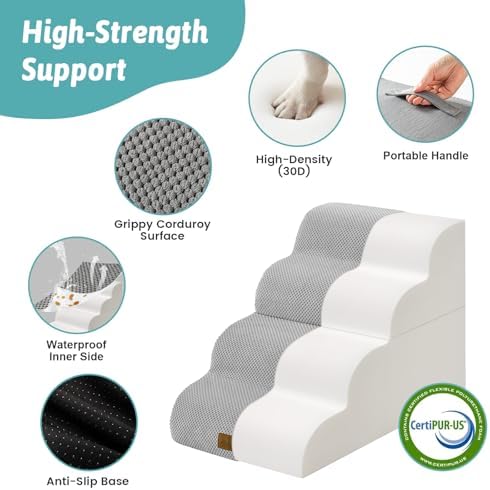 COZY KISS Detachable Small Dog Stairs 19.7"H, 4 Step Pet Ramp - Image 3