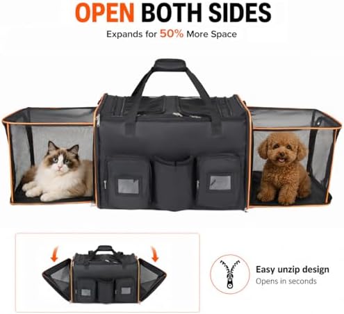 2 in 1 Large Cat Carrier for 2 Cats, Rolling Pet Carrier - Image 5