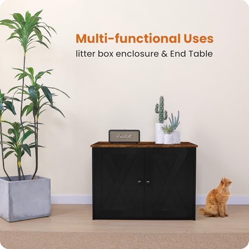 Dwanton Cat Litter Box Enclosure, Hidden Litter Box Furniture, 27.6 Inches - Image 2