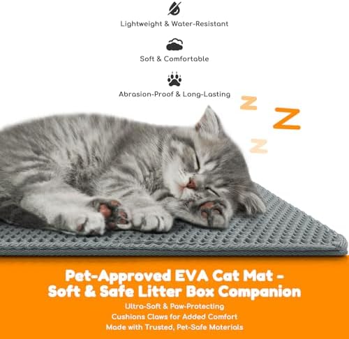 Cat Litter Mat 24"x16", Double Layer EVA Litterbox Mat Dark Gray - Image 5
