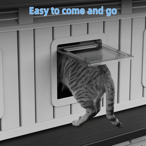 DRATO Outdoor Cat House Resin Double-Decker Weatherproof Cat Shelter Large - Image 2