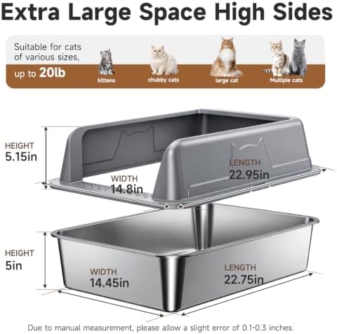 High-Sided Stainless Steel XL Cat Litter Box - Image 2