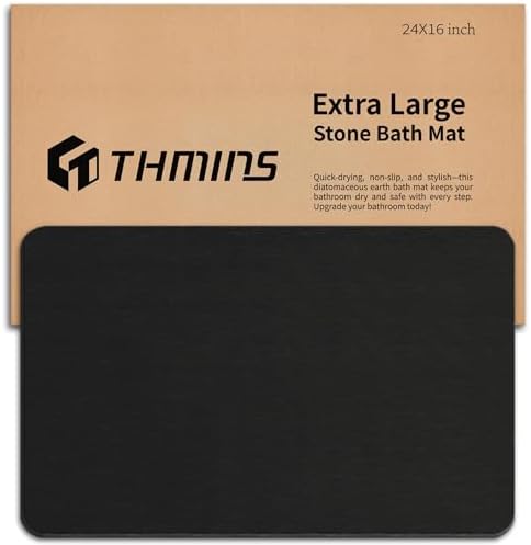 THMINS Black Stone Bath Mat by THMINS