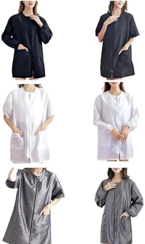 Polyester Barber Smock Short/Long Sleeve Easy Zippered Antihair Hairdressing - Image 3