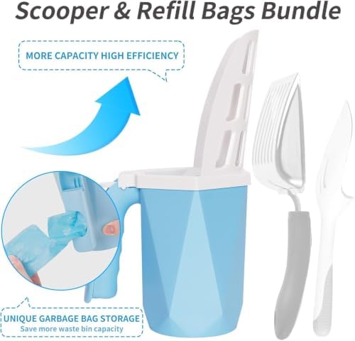 Cat Litter Scooper with Holder, 150 Poop Bags & Built-in Storage Box - Image 2