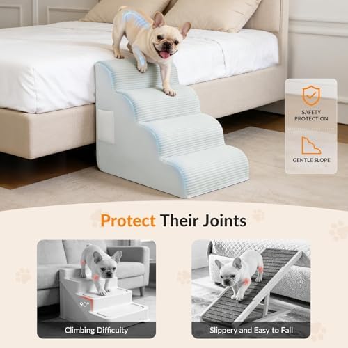 Dog Stairs for Bed Up to 24" H, Extra Height 22.8" 4-Step Pet Steps for Small - Image 6