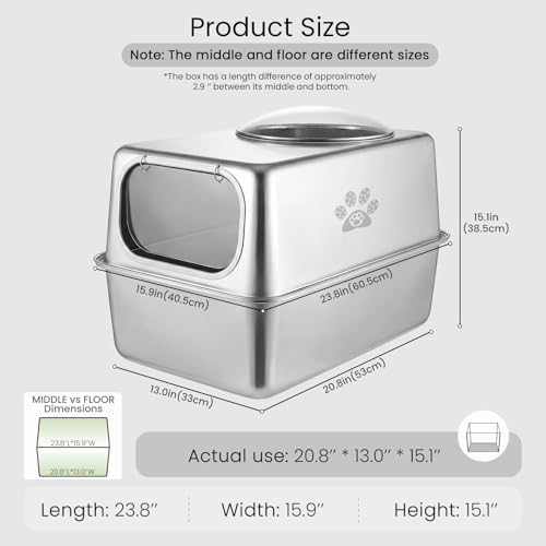 Enclosed Stainless Steel Litter Box - Image 2