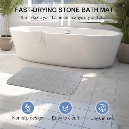 2 Pack Stone Bath Mat Diatomaceous Earth Shower Mat Non-Slip Super Absorbent - Image 3