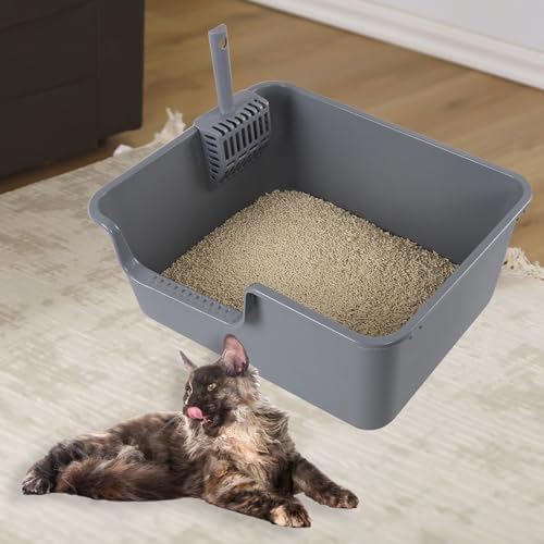 4-Pack Large High Side Plastic Cat Litter Box, Open Top Cat Litter Pan - Image 5
