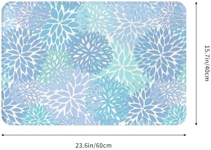 Blue Floral Bath Mat 24x16 Inch Non-Slip Soft Microfiber Bathroom Rugs Washable - Image 3