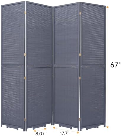 Bamboo Mesh Woven Room Divider 5.6FT, 4 Panel Folding Privacy Screen - Image 2