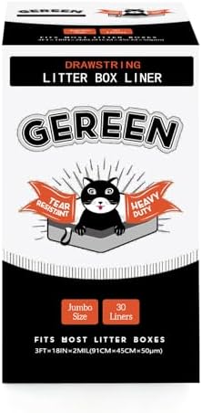 Drawstring Cat Litter Box Liners, 2 Mil Thick Claw Resistant Cat Pan Liner) by Gereen