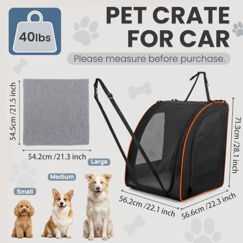 Dog Car Seat, Enclosed Carrier for Pets Travel Safety Dog Crate Soft-Sided - Image 2