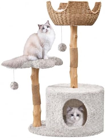 Easyego Modern Cat Tree, 39.9" Aesthetic Wood Cat Tree Tower by Easyego
