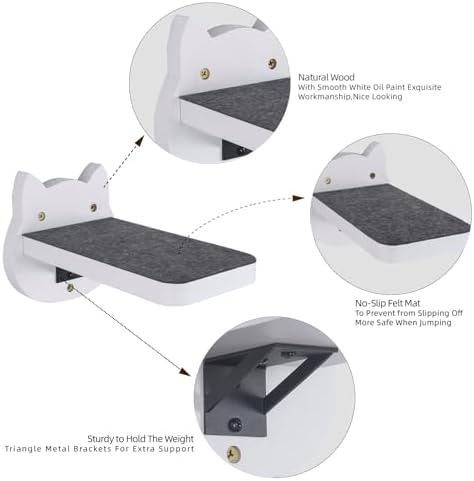 ESPETS White Painted Wooden Cat Wall Floating Steps Set of 3 - Image 2