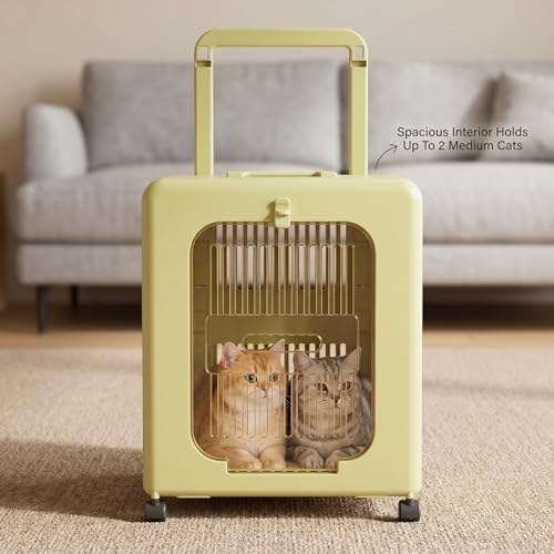 Collapsible Dog Travel Crate Rolling Cat Carrier, Large Cat Carrier - Image 5