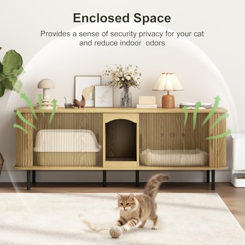Double Cat Litter Box Enclosure Furniture - Image 3