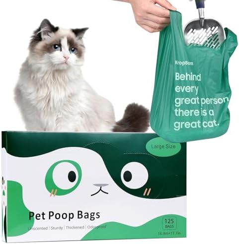 125 Count Cat Poop Bags Large Pet Waste Sacks by KropBom