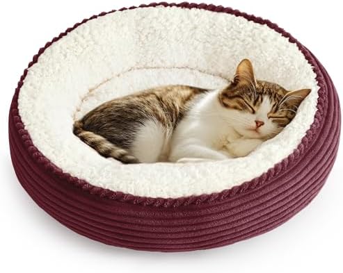 Love's cabin Round Donut Cat and Dog Cushion Bed, 20in Pet Bed by Lovescabin