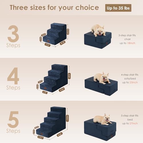 EHEYCIGA Dog Stairs for High Bed 25" H, Extra Wide Dog 5-Step - Image 2