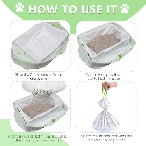 Sifting Cat Litter Liners with Holes 21 Count Large Drawstring - Image 2