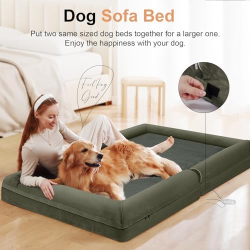 NANUYA Orthopedic Dog Bed for XX-Large Dogs, 44 x 34 Inch, Dark Green - Image 3