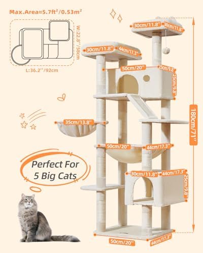 Taoqimiao Cat Tree, 71 in Extra Large Cat Tower - Image 3