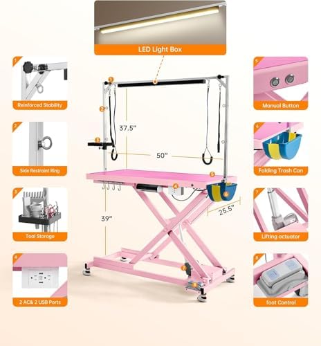 POLIMO Professional LED Electric Dog Grooming Table - Image 2