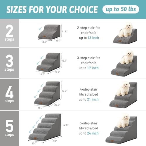COZY KISS Dog Stairs for Small Dog 19.7" H, 4 Step Pet Ramp for Bed - Image 2