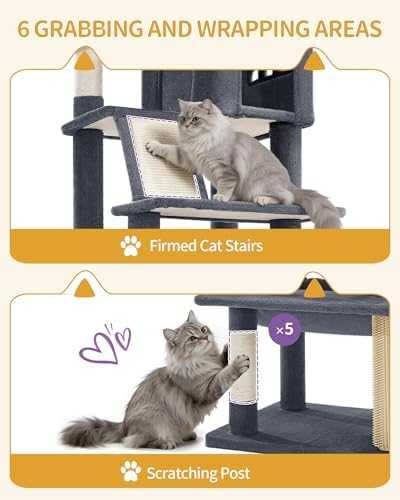 Hzuaneri Tall Cat Tree 84 Inch, Indoor Large Multi-Level Cat Tower - Image 5