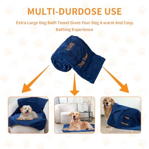 Dog Towel Microfiber, Super Absorbent Quick Dry Pet Wrap Blue XL - Image 5