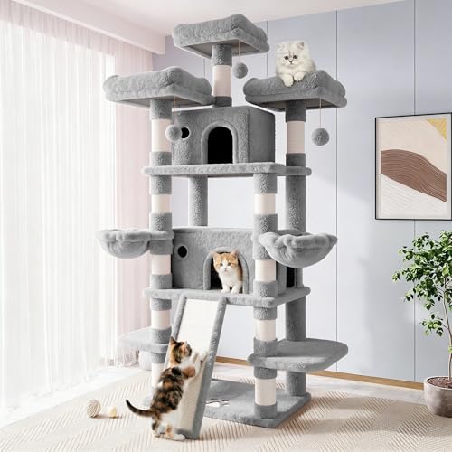 Allewie 82 Inches Large Cat Tree/House/XXL Tall Cat Towers by Allewie
