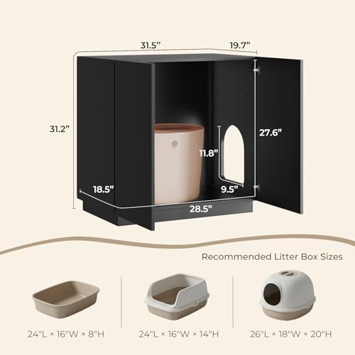 Amunrbrek Large/Tall Litter Box Enclosure, Modern Wooden Litter Box Furniture - Image 5