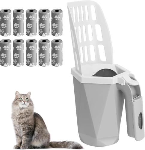 Cat Litter Scooper with Holder, Waste Can & 150 Refill Bags by Austepax